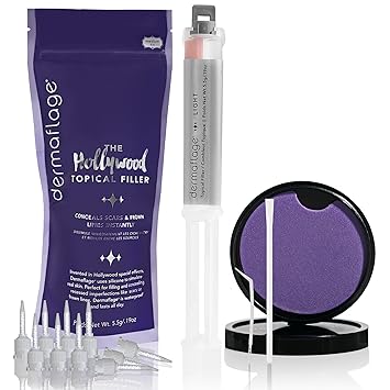 Dermaflage Scar Filler Kit - Light - Deep Scar Cover and Waterproof Concealer for Acne Scars Wrinkles, and Ice Pick Scars Makeup, 1 mo supply