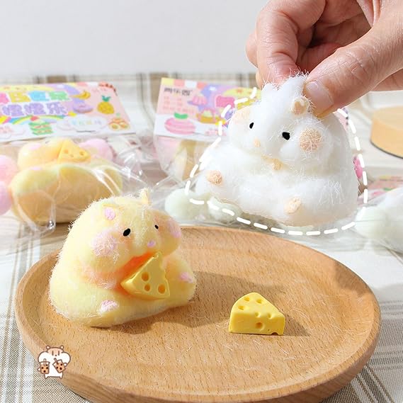 Hamster Squishy Fidget Toys, Squishy Hamster Toys for Kids, Cute Squeeze Toys, Anxiety Relief Toys for Kids and Adult Gift