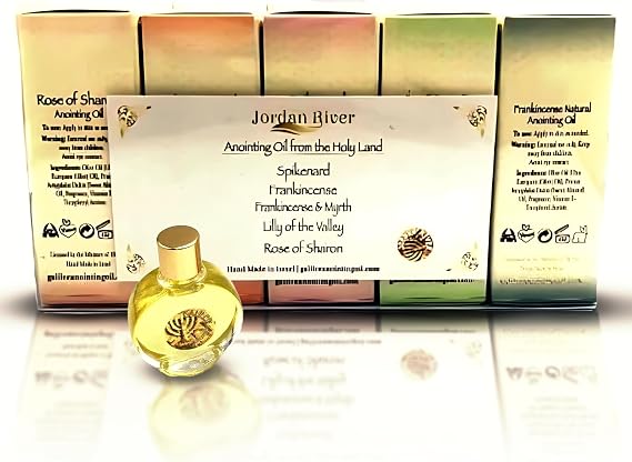 Anointing Oil for Prayer 5x15ml Holy Oil Bottles from Jerusalem Rose of Sharon, Spikenard, Lily of The Valley, Myrrh, Frankincense Blessed Anointed Oils from Israel