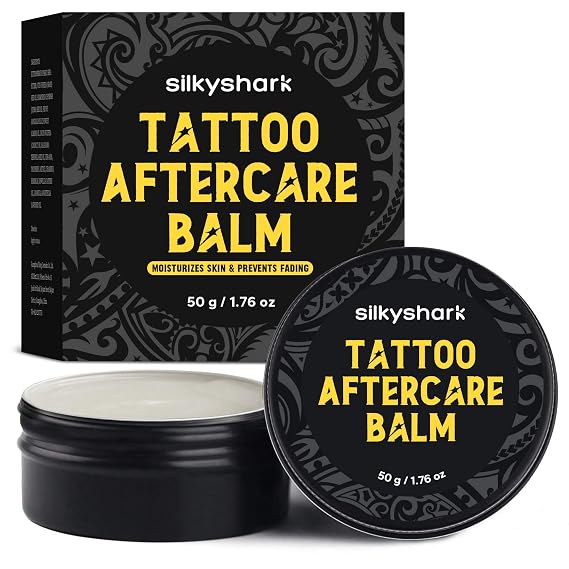 SilkyShark Tattoo Aftercare Balm (1.76 oz), Tattoo Balm for Color Enhance, Moisturizer and Brightener Tattoo Butter, Tattoo Cream for Old and New Tattoos, Tattoo Care for All Skin Types