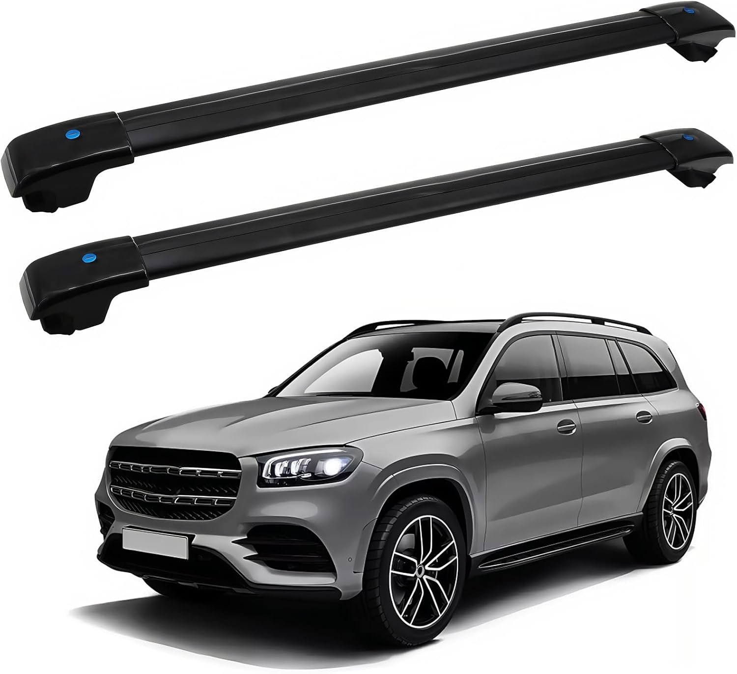 SYDSZ Cross Bar Roof Rack Fit for Mercedes-Benz GLS X166 2012-2019GLS X167 2020-2025 with Raised Side Rails, Heavy Duty Aluminum Roof Cross Bars Rooftop Luggage Rack, Kayak Rack