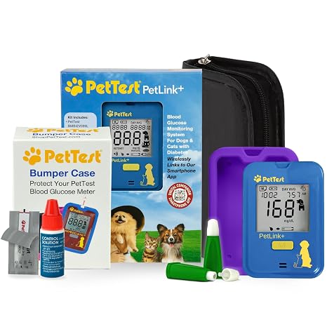PetTest PetLink+ Glucose Monitor Kit and Purple Bumper Case