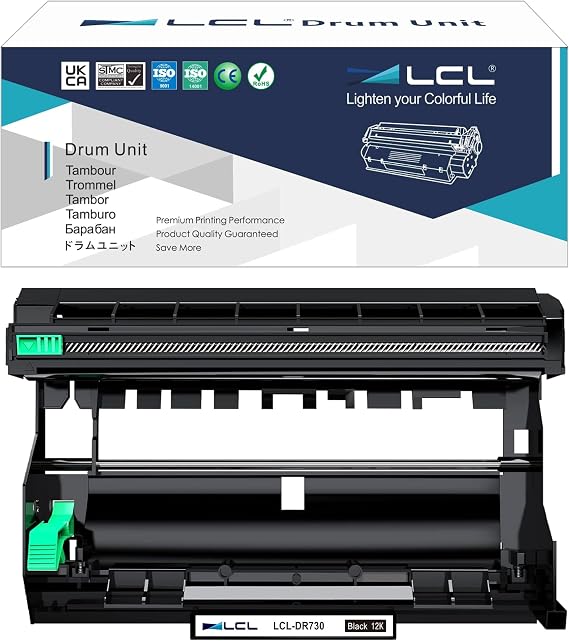 LCL Compatible Drum Unit Replacement for Brother DR730 DR-730 12000 Pages HL-L2350DW HL-L2390DW HL-L2395DW HL-L2370DW HL-L2310D HL-L2357DW HL-L2370DN MFC-L2710DW MFC-L2750DW Printer (1-Pack Black)