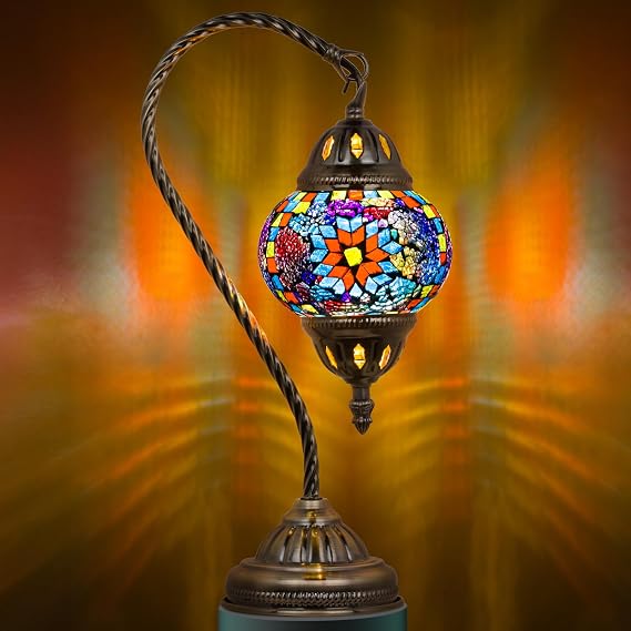 Marrakech Turkish Mosaic Lamp Stained Glass Table Lamp with Tiffany Style