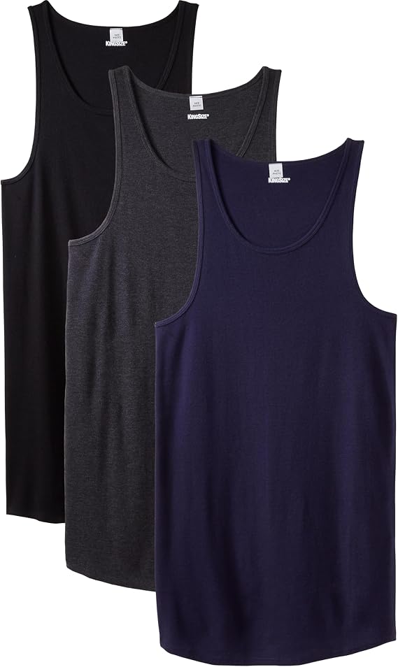 KingSize 3-Pack Ribbed Cotton Tank Undershirt