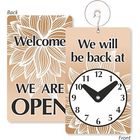 SmartSign We Will Be Back - Welcome We are Open Two-Sided Be Back Clock Sign | 7.75" x 4.75" Plastic