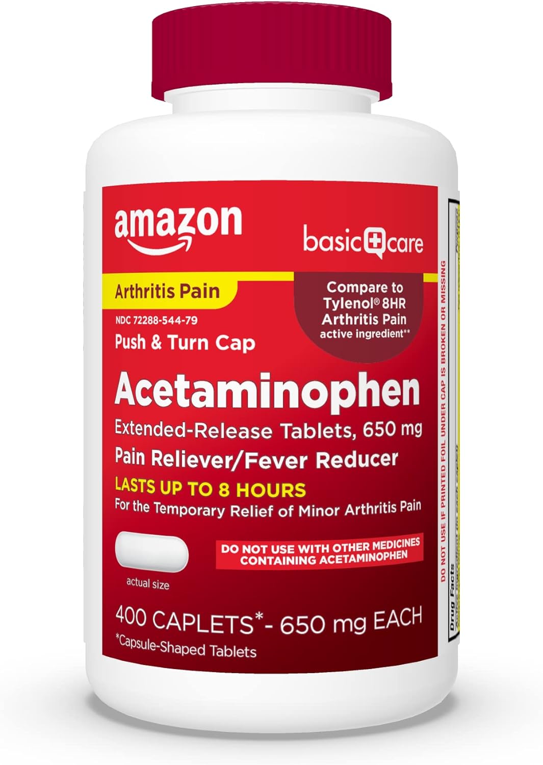 Amazon Basic Care Acetaminophen Extended-Release Tablets, 650 mg, Arthritis Pain, 400 Count