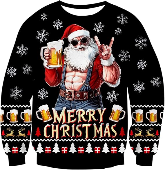 UNICOMIDEA Ugly Christmas Sweater Men Long Sleeve Women Xmas Sweatershirt Pullover