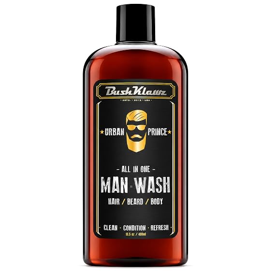 BushKlawz ManWash 3-in-1 Shampoo Conditioner Body Beard Wash, Urban