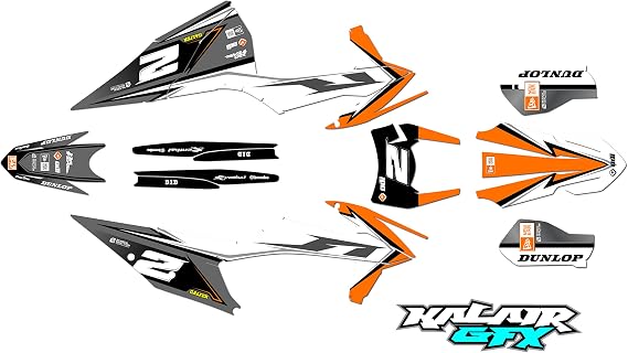Graphics Kit for KTM Enduro 4-Stroke 250 EXC-F, 350 EXC-F, 450 EXC-F and 500 EXC-F years 2020, 2021, 2022 and 2023 Razor Series Orange 16 Mil - Dirtbike racing decal no-plastics