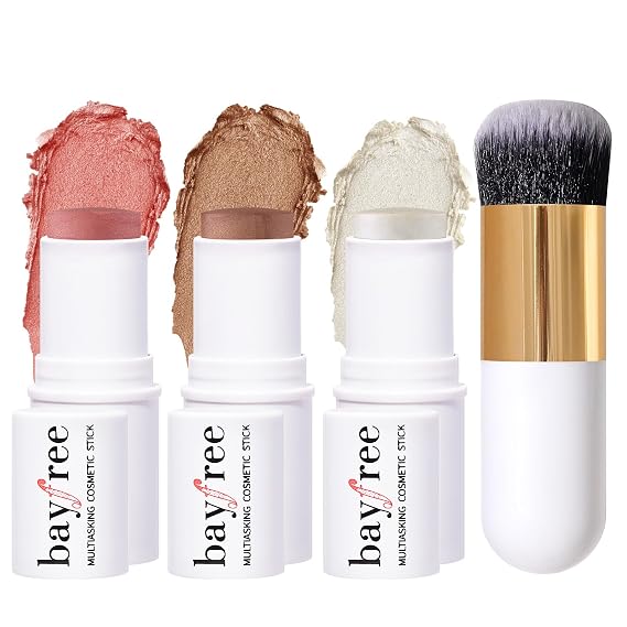 KIMUSE Face Sticks Trio, Blush, Highlighter & Contour Stick for Face Makeup