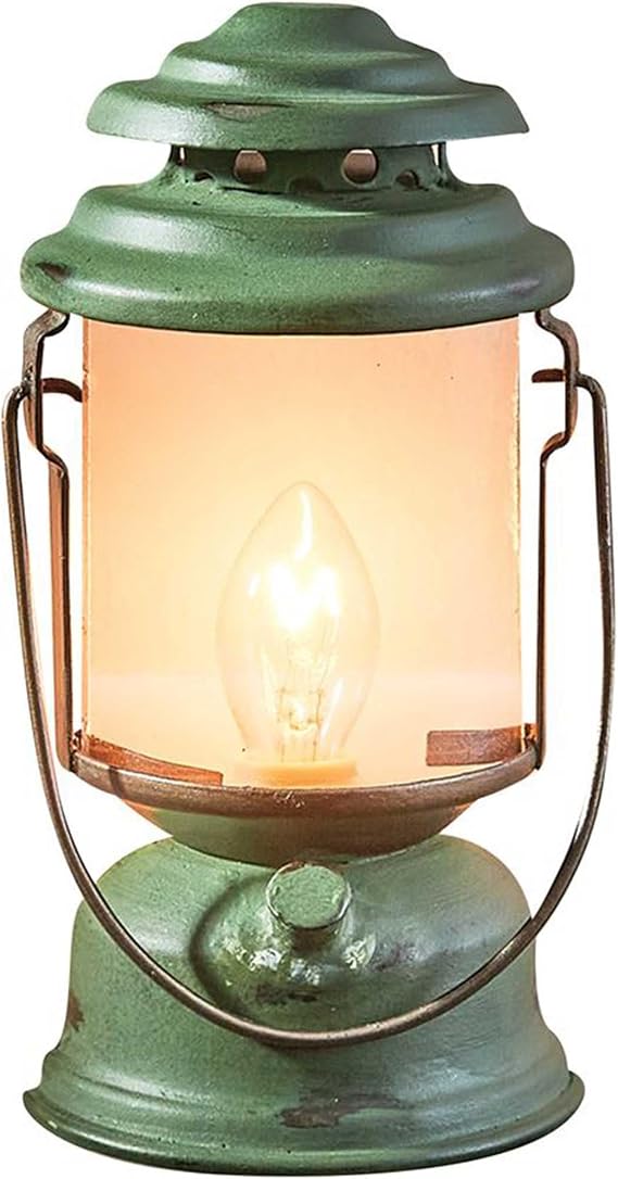 Park Designs Green Camp Lantern Night Light, Metal