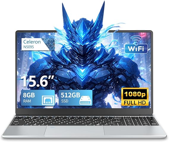 Gaming Laptop, 15.6 Inch, 8GB RAM, 256GB SSD, FHD IPS, Fingerprint Unlock, Backlit Keyboard, 180 Open Angle, WiFi 5