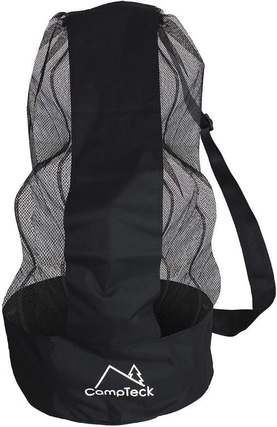 CampTeck U7081 Drawstring Soccer Ball Bag Soccer Ball Net Bag with Shoulder Strap (12-15 Balls) - Black