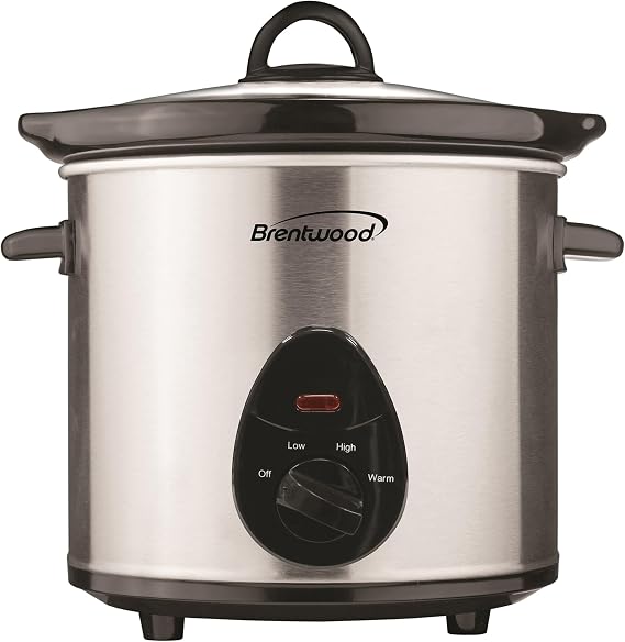 Brentwood SC-130S Slow Cooker Stainless Steel Body, 3-Quart