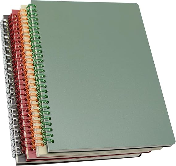 Yansanido Spiral Notebook, 4 Pcs B5 9.8 x 6.9 inch Thick Plastic Hardcover 8mm Ruled 4 Color 80 Sheets -160 Pages Journals for Study and Notes
