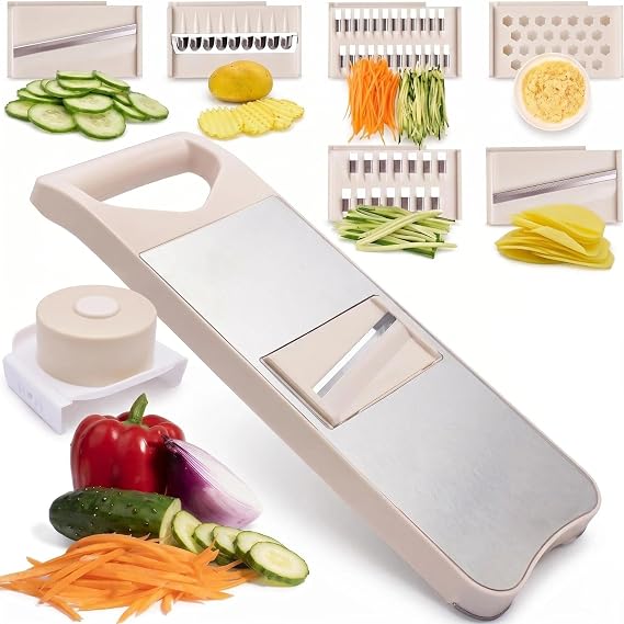 NACOLUS 6-Blade Mandoline Slicer for Kitchen with Waffle Fry Cutter