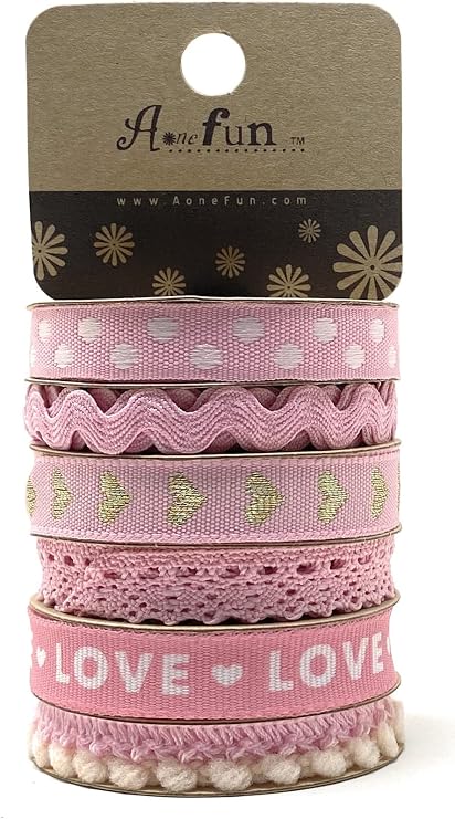 Assorted Fabric Grosgrain Craft & Hair Bows Ribbon - Pink