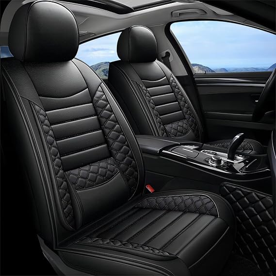 Car Seat Covers for BMW X1 2013-2024 2025 2026, Premium Faux Leather Seat Cover for Car Front Seat 2 PCs,Waterproof Breathable Car Seat Protectors Cushions Airbag Compatible(Black)