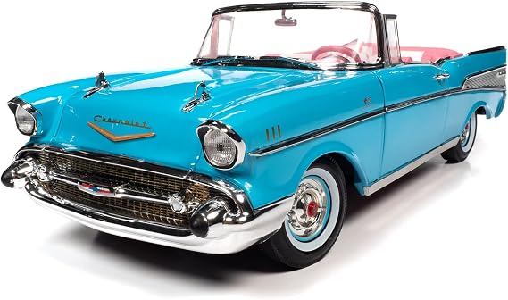 Autoworld 1957 Chevy Bell Air Convertible Aqua Blue 1:18 Scale Diecast