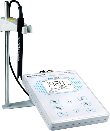 Apera Instruments AI502 EC700 Benchtop Lab Conductivity/Temperature Meter, Plastic, 1% F.S Accuracy, 0-200.0 mS/cm Range, 1-4 Points Auto Calibration