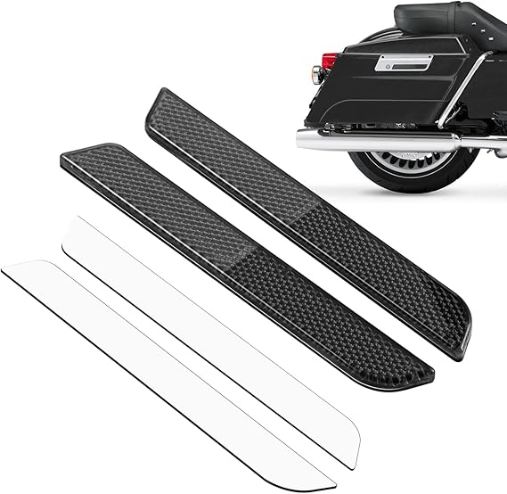 Amazicha Saddlebag Saddle bag Reflectors Black Latch Cover Side Visibility Compatible for Harley Davidson Touring Road King Street Electra Road Glide 1993-2013 (Left & Right)