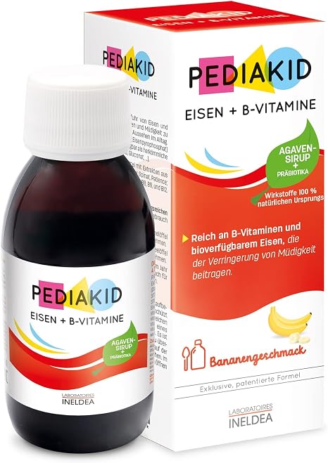 PEDIAKID - IRON + B VITAMINS - Rich in B Vitamins and Bioavailable Iron Improves Iron Supply to Fight Fatigue - 125ml