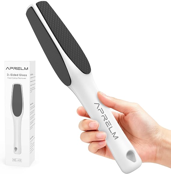 AprElm Professional 3 in 1 Nano Glass Callus Tool 3 in 1 (Coarse, Medium, Fine) Pedicure Tools for Hard Feet and Smooth Polishing (White)