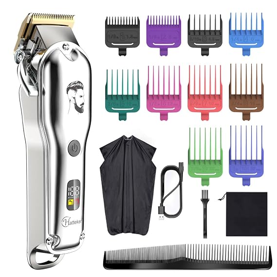 Hatteker Mens Hair Clipper Beard Trimmer Hair Trimmer for Men Cordless Clippers Professional Barbers Grooming Kit IPX7 Waterproof