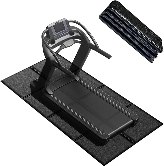 Treadmill Walking Pad Mat,75"x30",1/4" Thick Exercise Bike Mats for Carpet/Hardwood Floors,Mat for Under Treadmill/Rowing on Carpet,Foldable Exercise Equipment Mat,Noise Shock Absorption