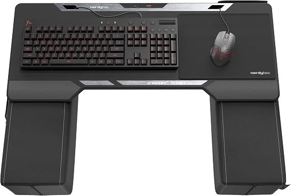 Couchmaster CYCON2 Titan Edition, Couch Gaming USB-Hub Desk for Mouse & Keyboard, for PC, PS4/5, Xbox One/Series X, Ergonomic lapdesk for Couch & Bed, Nappa Leather, Real Titanium