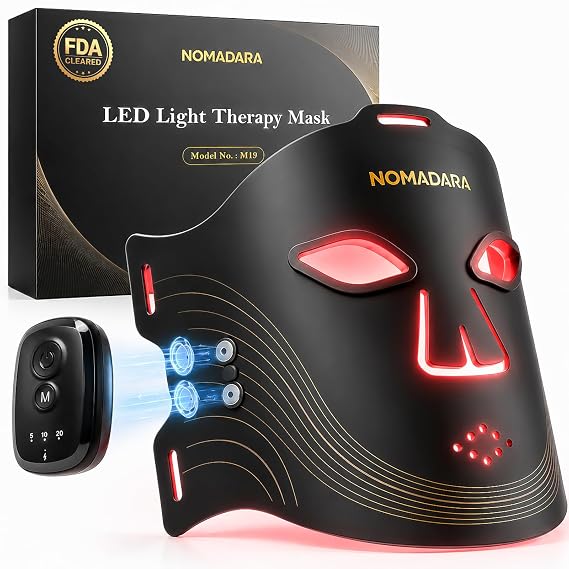 Red Light Therapy Mask for Face,Wireless LED Face Mask Infrared Skincare Device with 336 LEDs and Timer,Rechargeable and Ergonomic Design for Home & Travel