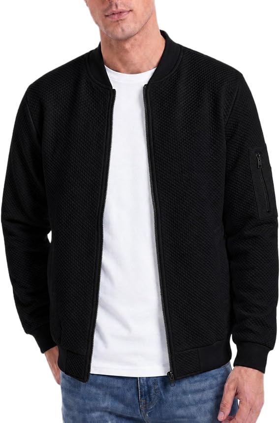 Decrum Mens Textured Jacquard Bomber Varsity Jackets