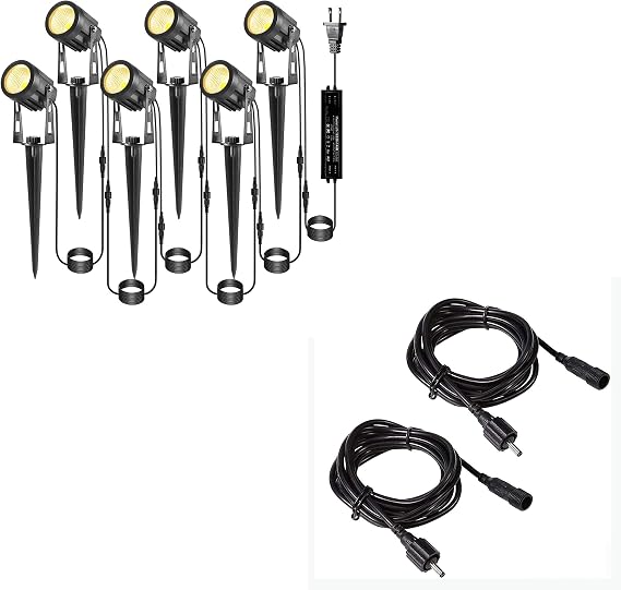 6 in 1 Landscape Lights & 2 Pack 6.56ft/2m Extension Cord