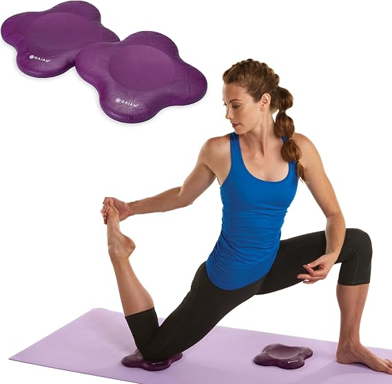 Gaiam Yoga Knee Pads Set of 2, Cushion for Knees & Elbows | Extra Cushioning | Non-Slip Back | Knees, Elbows & Wrists | Yoga, Pilates & Kneeling | Travel-Friendly
