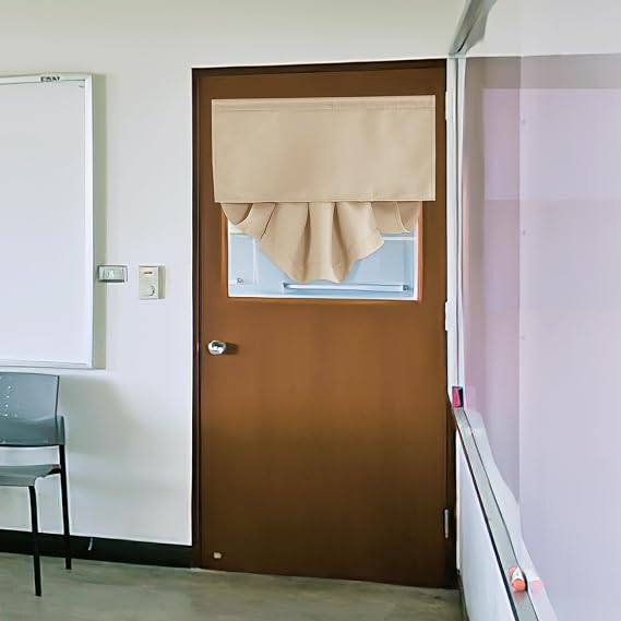RYB HOME French Door Blind Room Darkening Window Curtains for Glass Doors Thermal Insulated Tricia Door Shade for Patio Doorway Garage, W26 x L40 inch, Beige, 1 Panel