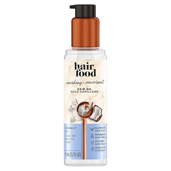 Hair Food Sulfate Free Hair Oil Dye Free Smoothing and Nourishing Treatment, Coconut, Hair Food, 3.2 FL OZ