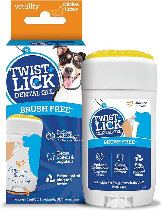 Twist + Lick Brush Free Dental Gel for Dogs, 30 Day Supply, Fresh Breath