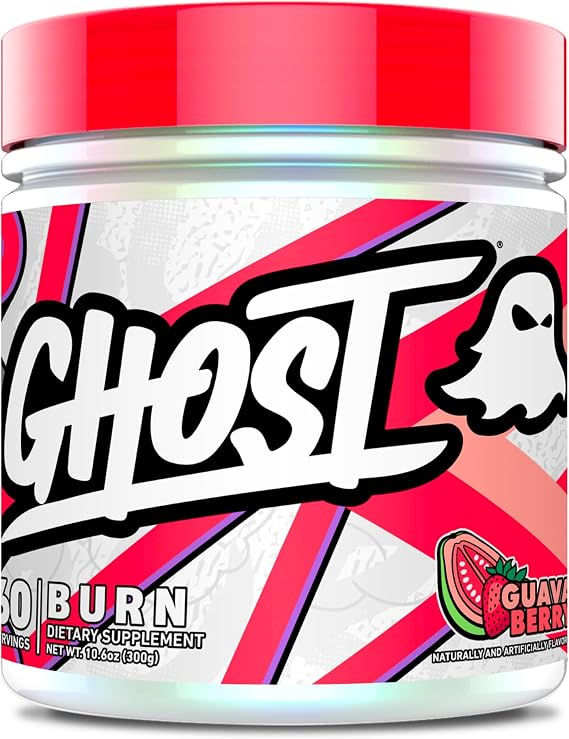 GHOST Burn Weight Management Powder, Guava Berry, 60 Servings - Vegan | Metabolism & Energy Support Supplement for Men & Women - Natural Caffeine, L-Carnitine & L-Tyrosine - Gluten, Soy, Sugar-Free