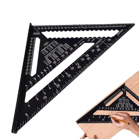 Carpenter's Square 12 Inch Triangle Protractor Triangle Ruler Try Square Metric Aluminum Alloy Precision Layout Measuring Tool for Carpenters Engineers