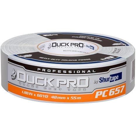 Shurtape Duck Pro Professional Grade, Heavy Duty, Co-Extruded Cloth Duct Tape for RV, Motorsports and Housing Assembly, 48mm x 60yd, 14.5 mil, Silver, 1 Count (105457)