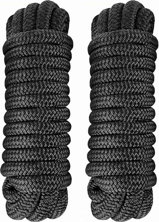Dock Lines 2 Pack 5/8" x 50' Double Braided Nylon Boat Dock Lines with 16" Eyelet, Marine-Grade Boat Rope, Easy to Use Dock Lines for Boats, Strong Boat Ropes for Docking with Loop, PACTHSD