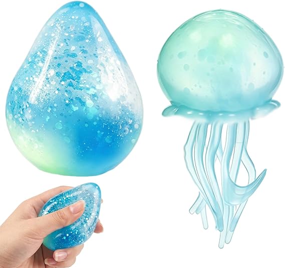 Jellyfish Squishy, Desktop Ornament, Water Drop Fidget Stress Ball, Transparent Waterdrop Design With Floating Jellyfish, Office Desk Accessory For Stress Management And Focus Enhancement ﻿