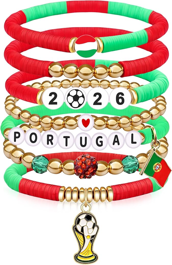 NovaStl 2026 World Soccer Game Day Bracelet for Women Men Teens Soccer Beaded Stretch Bracelet Soccer Gifts Outfit Costume Accessories