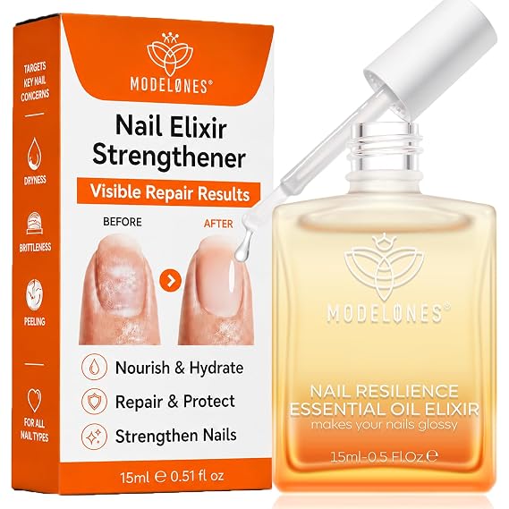 Modelones Nail Strengthener and Growth Oil, Clear Nail Repair Nail Hardener