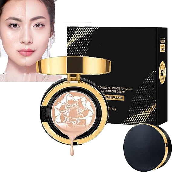 Water Bead Tricolor Latte Concealer Cushion, Skin Foundation & Concealer,Mzv Concealer Cushion Cream,Water Bead Tricolor Latte ConcealerCushion,Moisturizing Foundation (Bright)