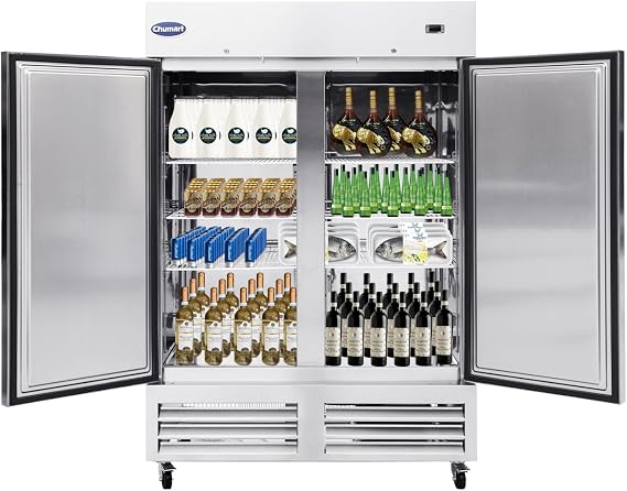 49 Cu.ft Commercial Refrigerator with 2 Solid Door, Stainless Steel Upright Fan Cooling Fridge for Restaurant, Commercial Kitchen,Bar, Shop, etc