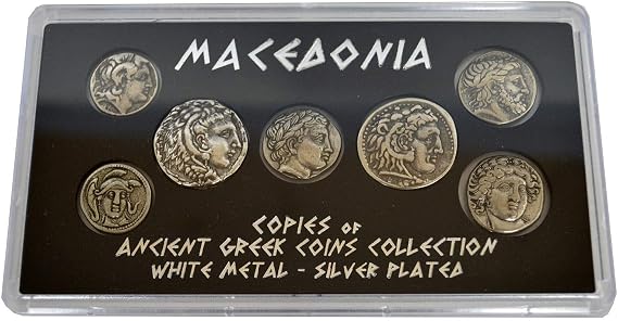 Estia Creations Macedonia Historical Replica 7 Silver Plated Coins - Ancient Greece - Alexander