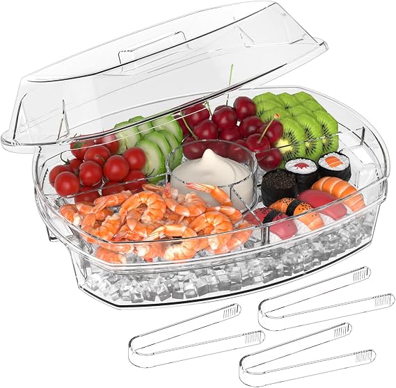 Chilled Serving Tray with Lid, Fruit Trays for Serving for Party