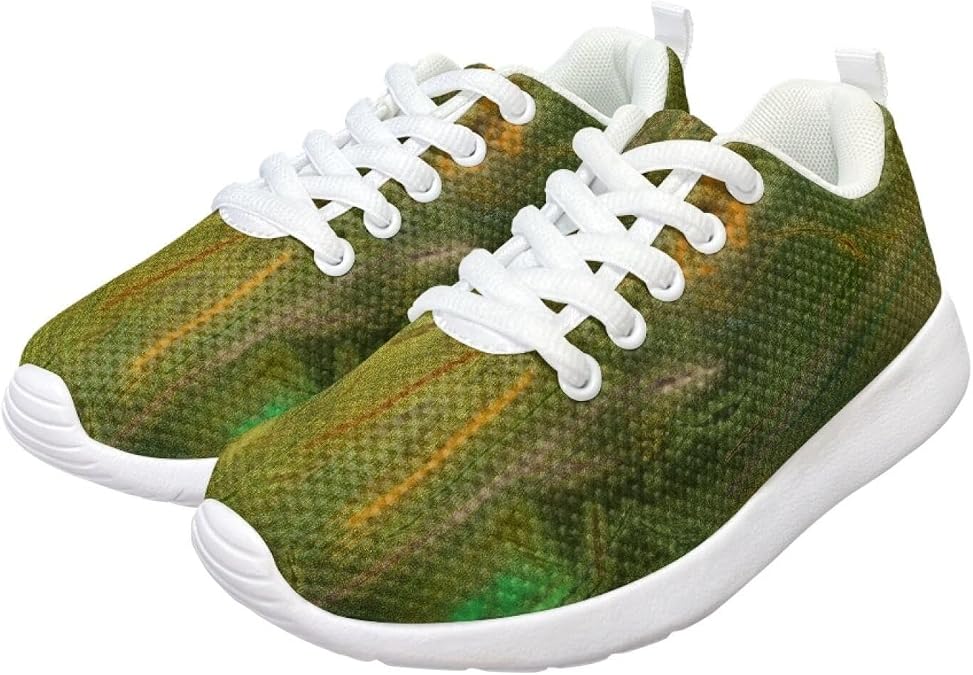 Girls Slip On Sneakers Cute Green Mixed Lace Up Sneakers for Kids Girls Reduce Pressure On The Foot Comfy Breathable Running Shoes Kids Stitch Fashion Design Tennis Shoes